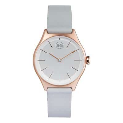 slim made two 05 - thin wrist watch in rose gold with grey leather band - 01 slim made two 05 - thin wrist watch in rose gold with grey leather band - 01